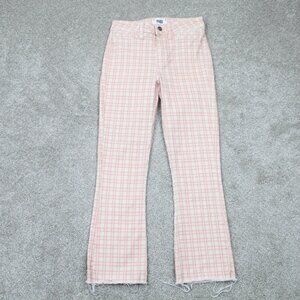 Paige Pants Womens 24x26 Pink/White Plaid Colette Crop Flair Micro Reef Stretch